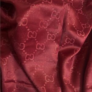 Gucci Burgundy Silk Scarf with Monogram sparkly